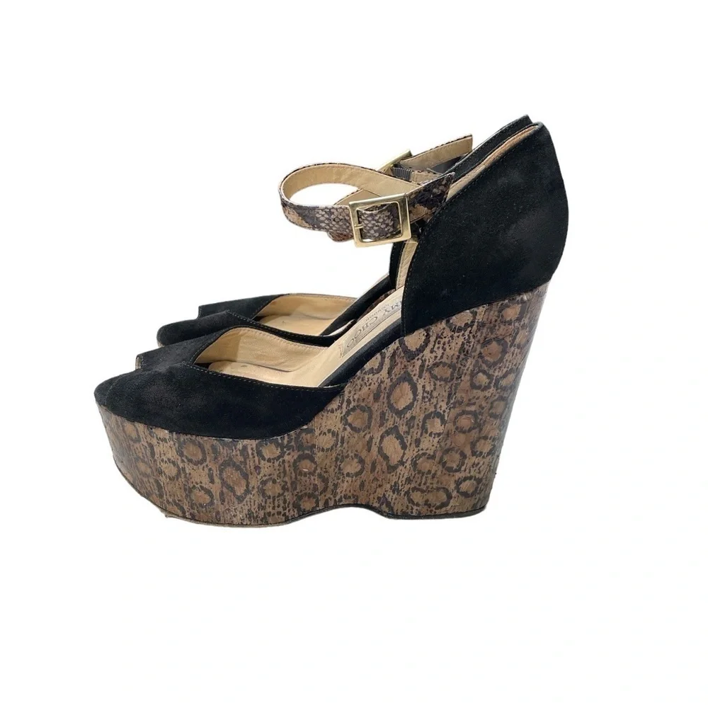 JIMMY Choo Snakeskin and Suede Platform Wedge Open Toe Sandal Y2K Prom HOCO 39.5
